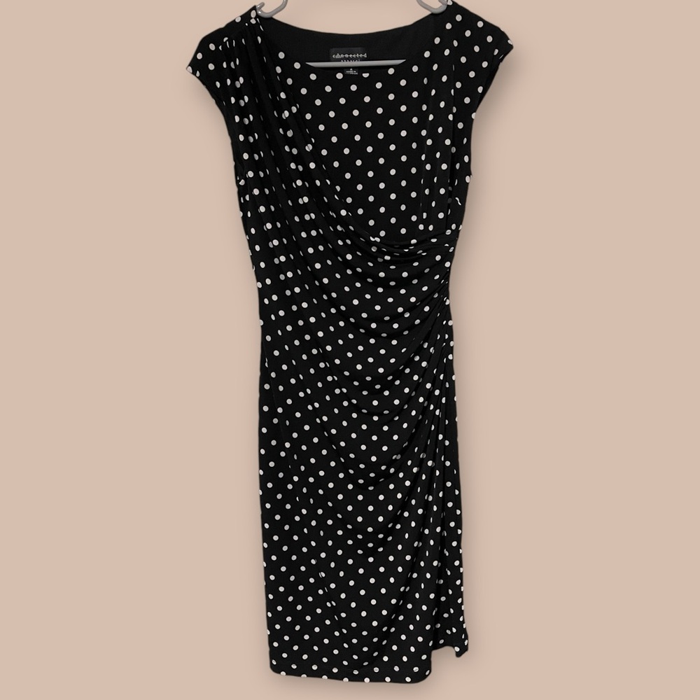 CONNECTED APPAREL WOMEN'S BEAUTIFUL BLACK POLKA DOT DRESS SIZE 4